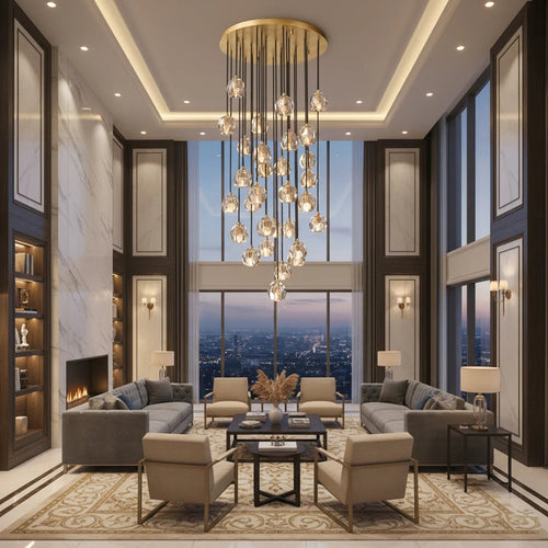 Luxury Faceted Crystal Cluster Chandelier