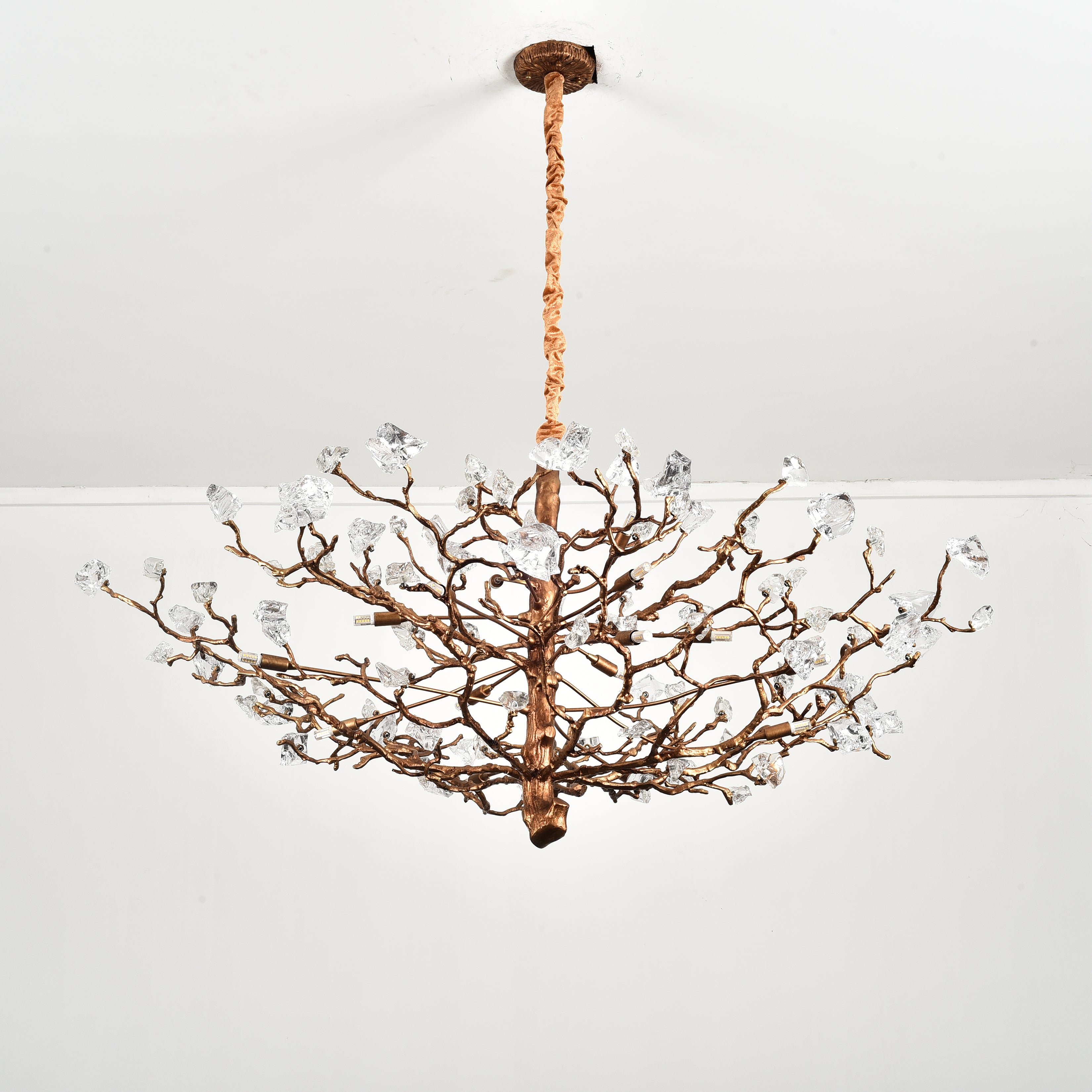 Livio Gemstone Branch Brass Round Chandelier by Bling Lighting Studio