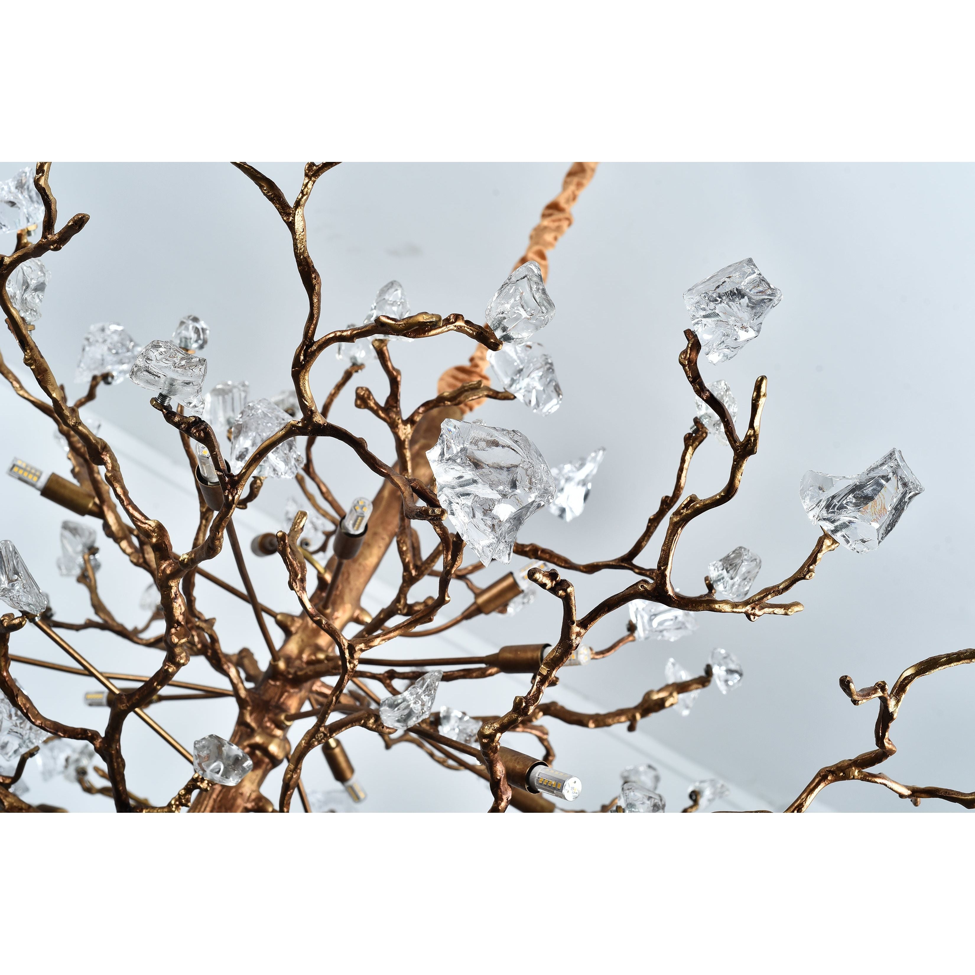 Livio Gemstone Branch Brass Round Chandelier by Bling Lighting Studio