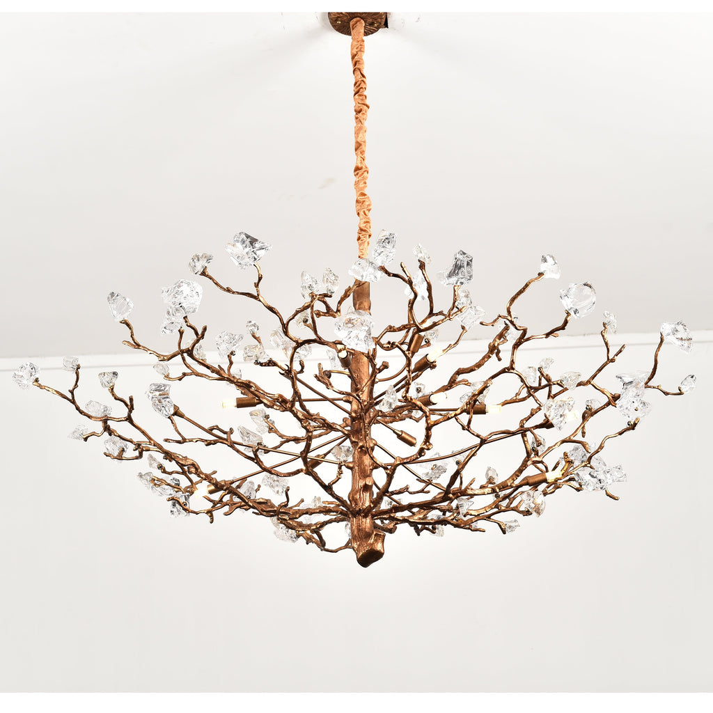 Livio Gemstone Branch Brass Round Chandelier by Bling Lighting Studio