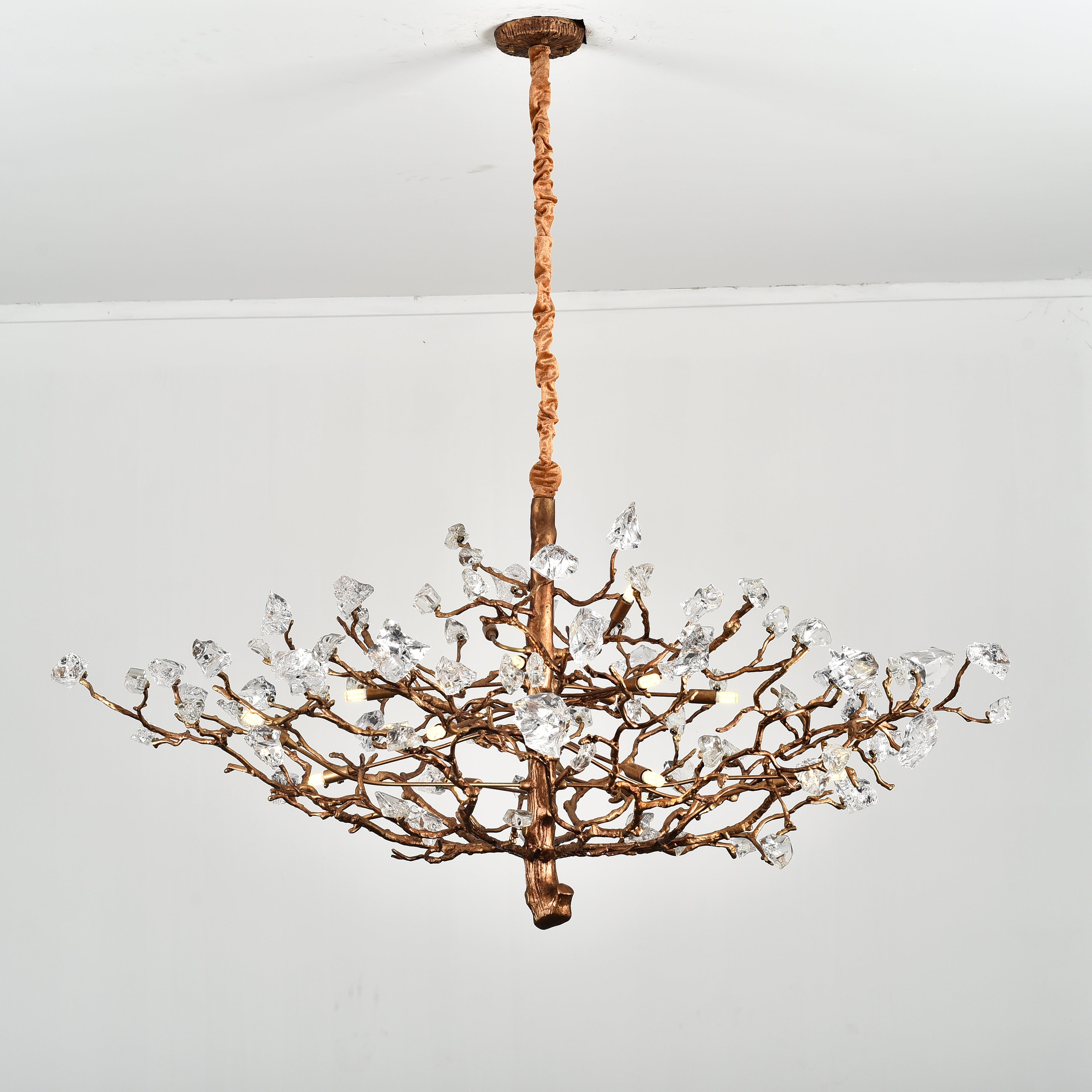 Livio Gemstone Branch Brass Round Chandelier by Bling Lighting Studio