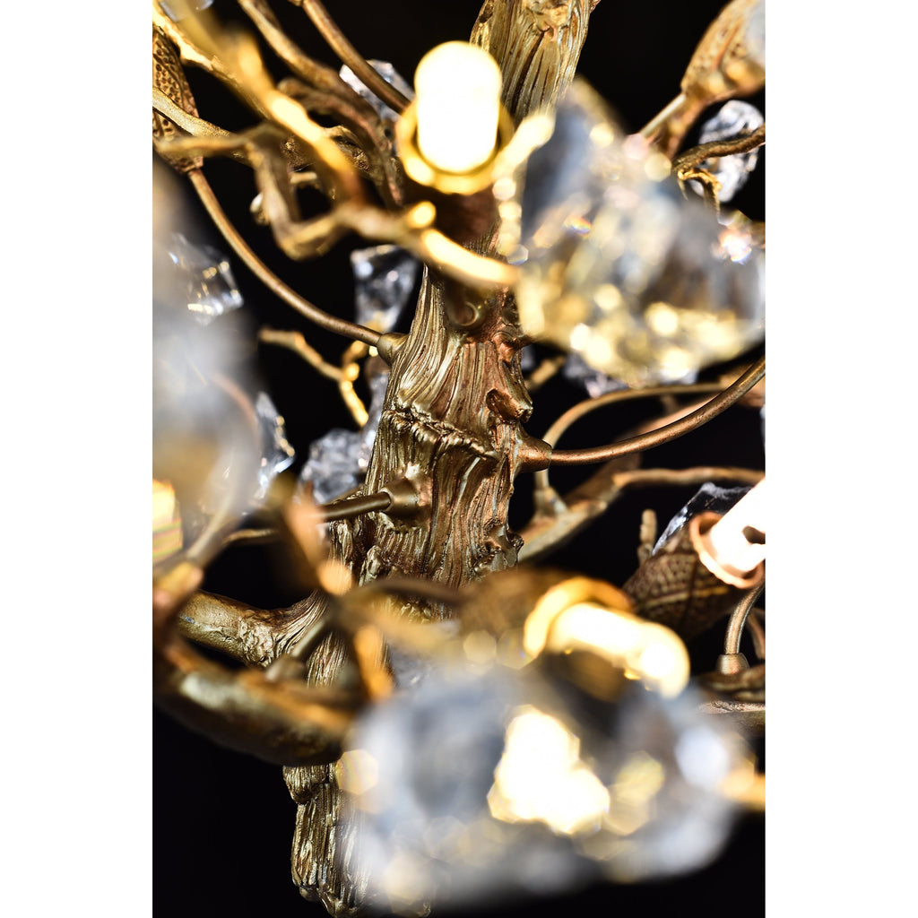 Livio Gemstone Branch Brass Round Chandelier by Bling Lighting Studio