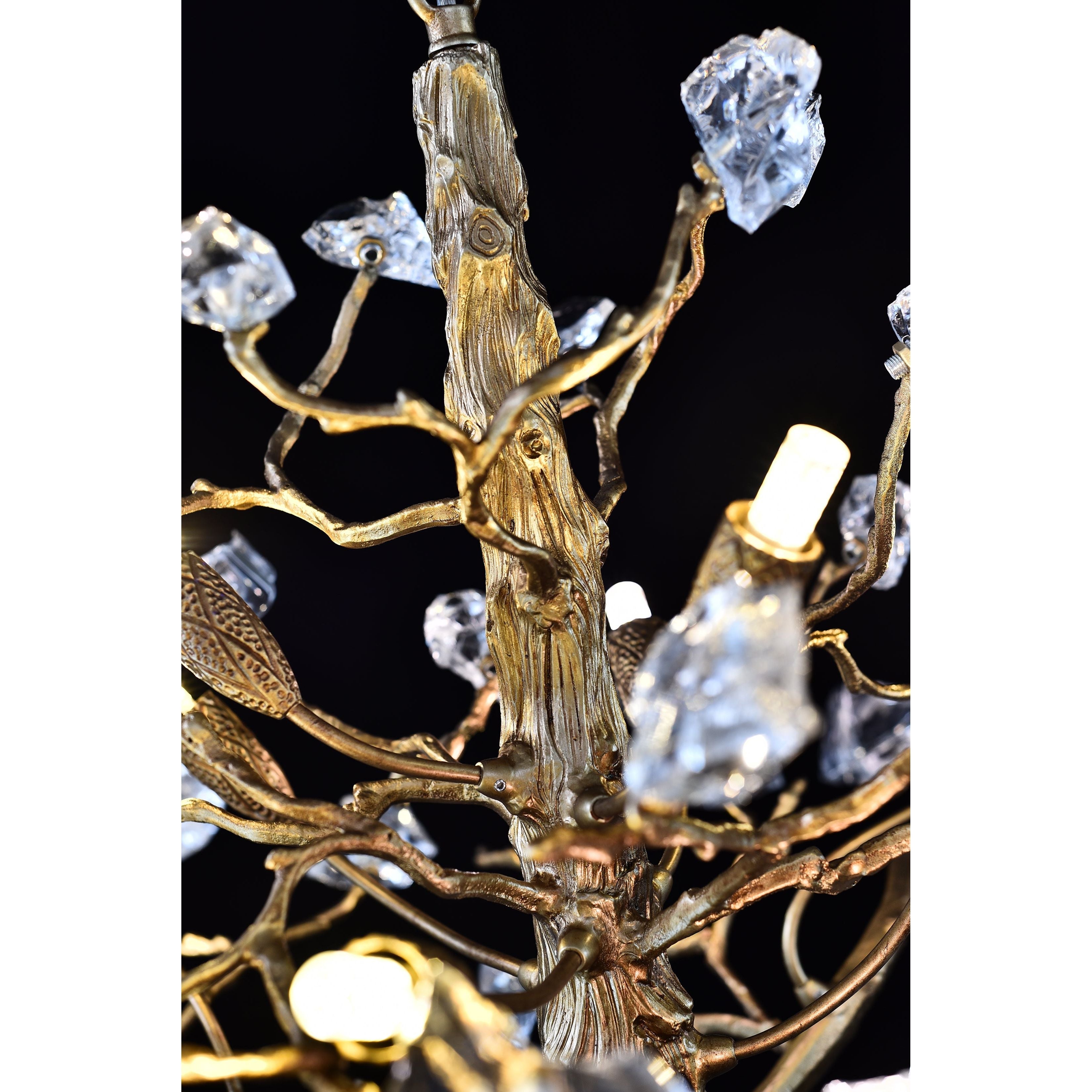 Livio Gemstone Branch Brass Round Chandelier by Bling Lighting Studio