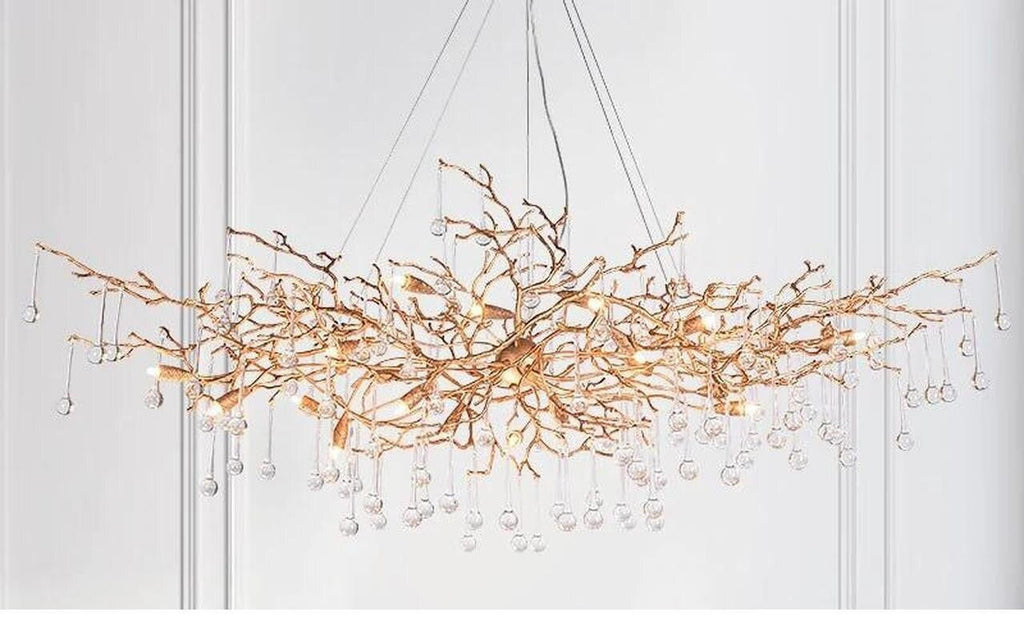 Madelena Crystal Droplet Branch Chandelier for Staircase by Bling Lighting Studio