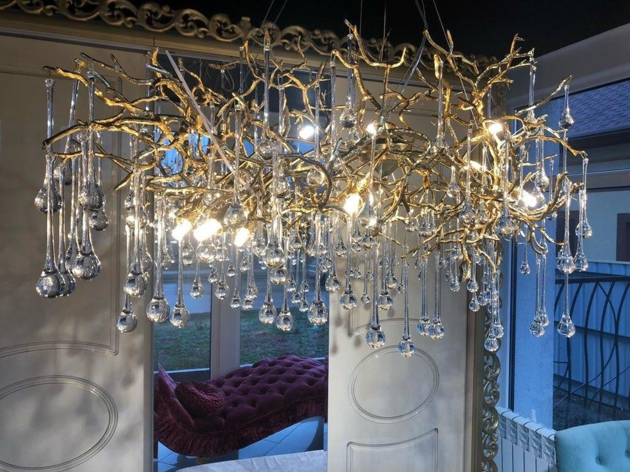 Madelena Crystal Droplet Gold Tree Branch Chandelier - A Chandelier That Looks Like Tree Branches