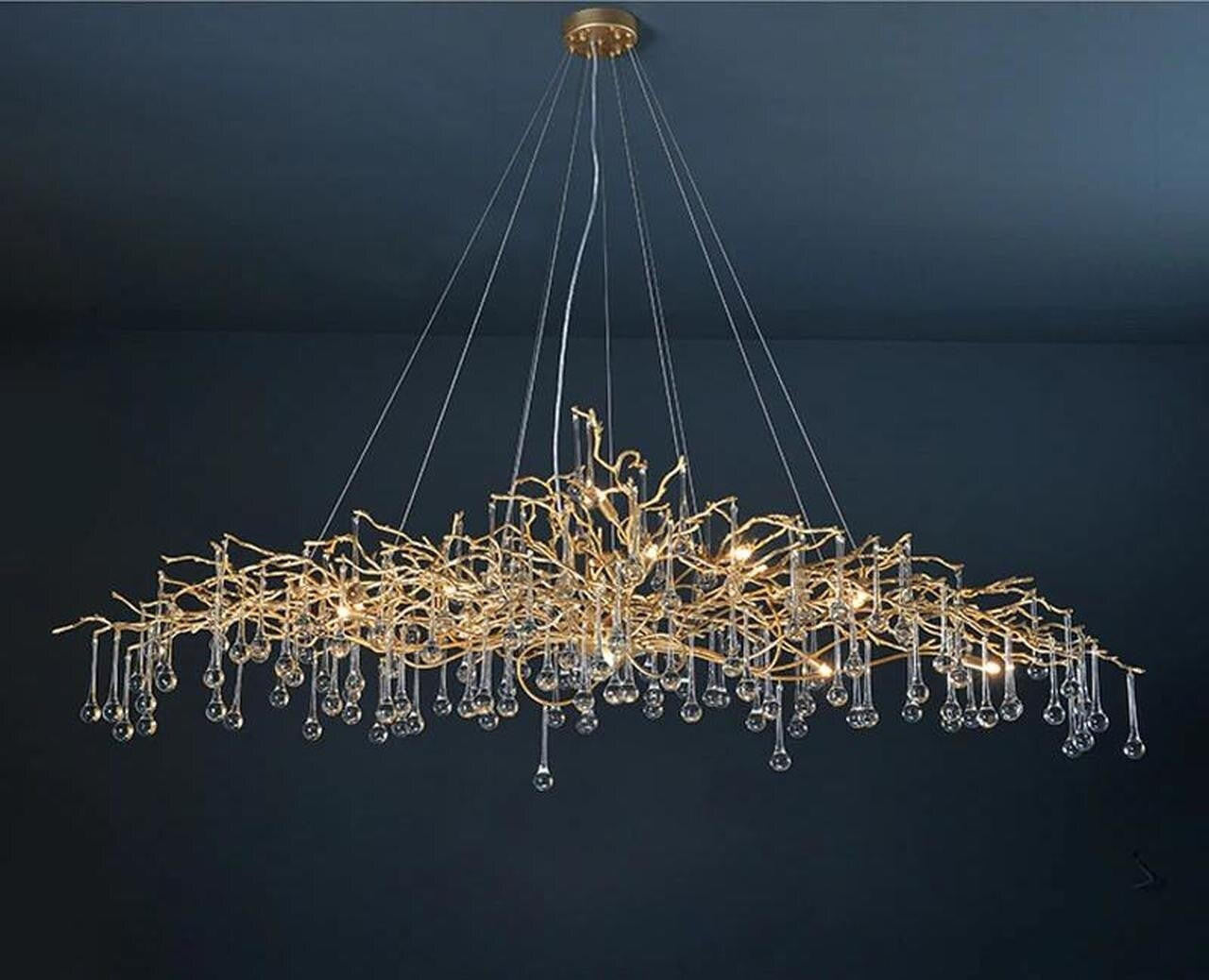 Madelena Crystal Droplet Gold Tree Branch Chandelier - A Chandelier That Looks Like Tree Branches