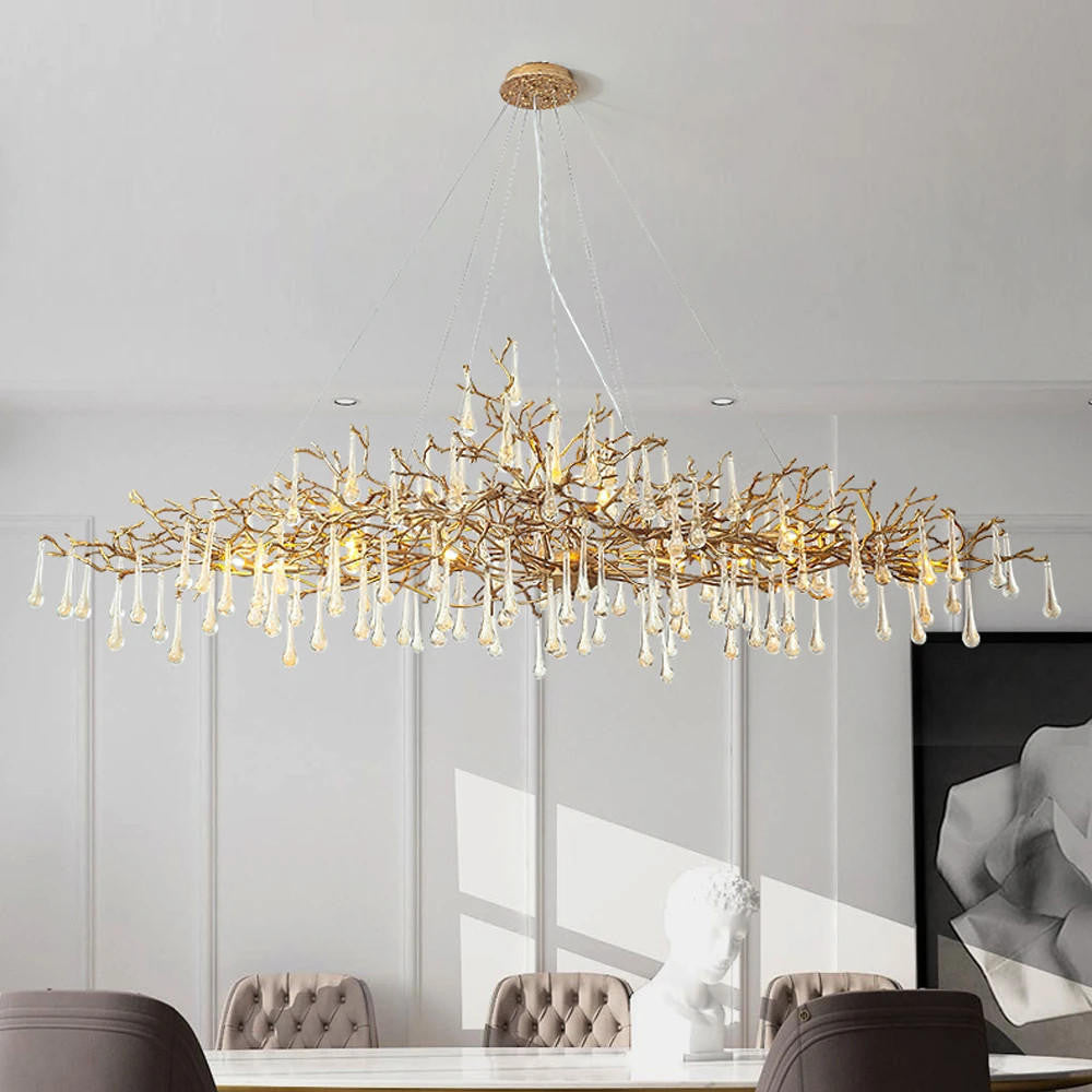 Madelena Crystal Droplet Branch Chandelier for Staircase detail view