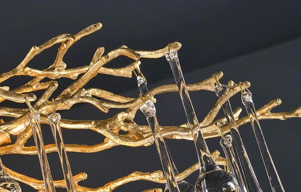 Madelena Crystal Droplet Gold Tree Branch Chandelier - A Chandelier That Looks Like Tree Branches