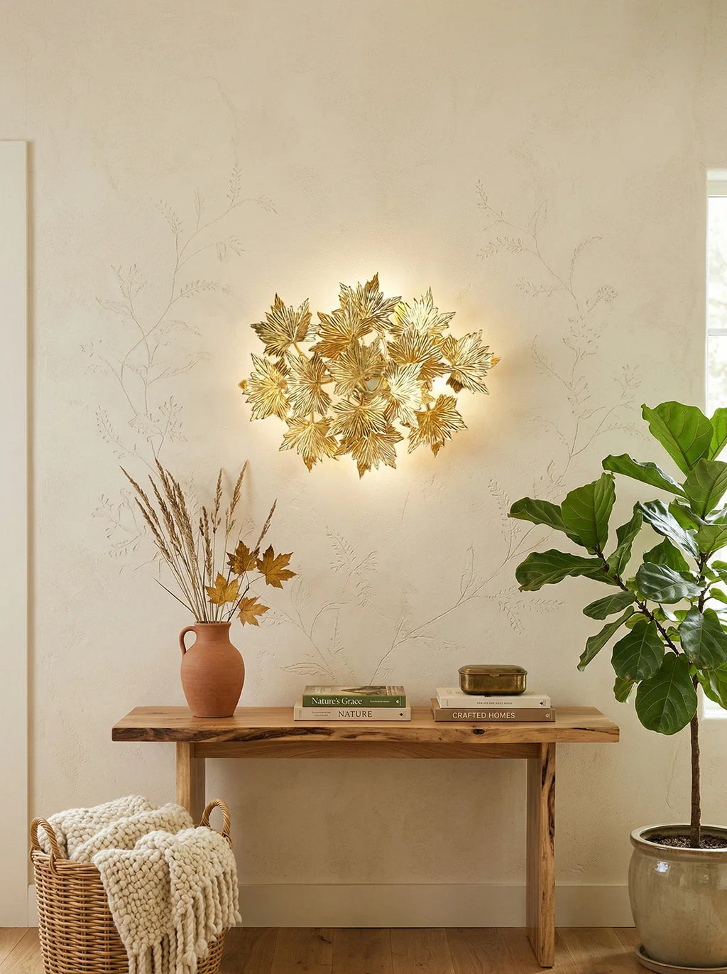 Maple Leaf Branch Wall Sconce by Bling Lighting Studio