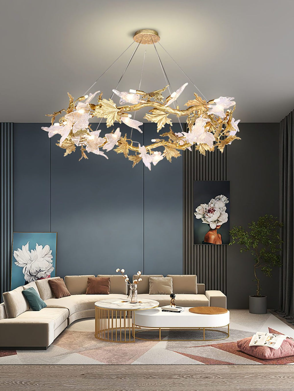 Maple Leaf Brass Branch Chandelier product image