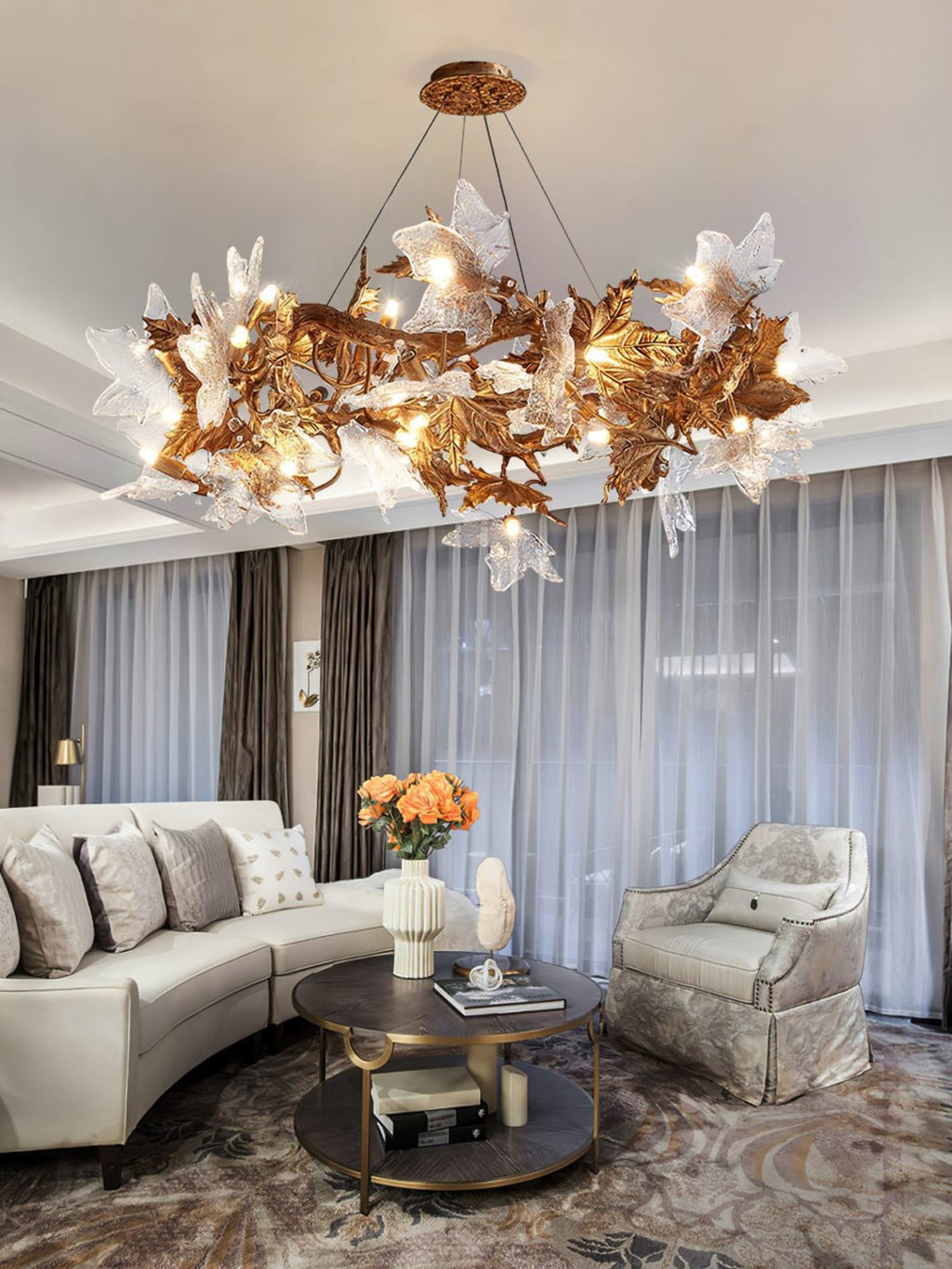 Maple Leaf Brass Branch Chandelier product image