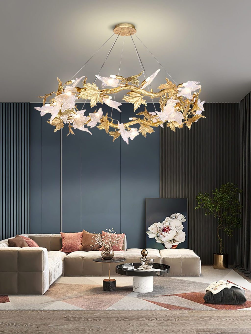 Maple Leaf Brass Branch Chandelier product image