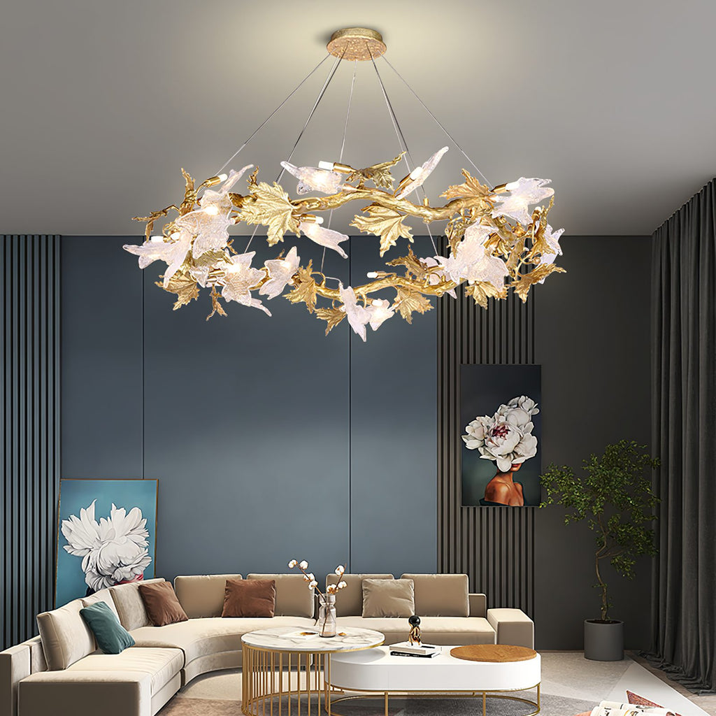 Maple Leaf Brass Branch Chandelier product image