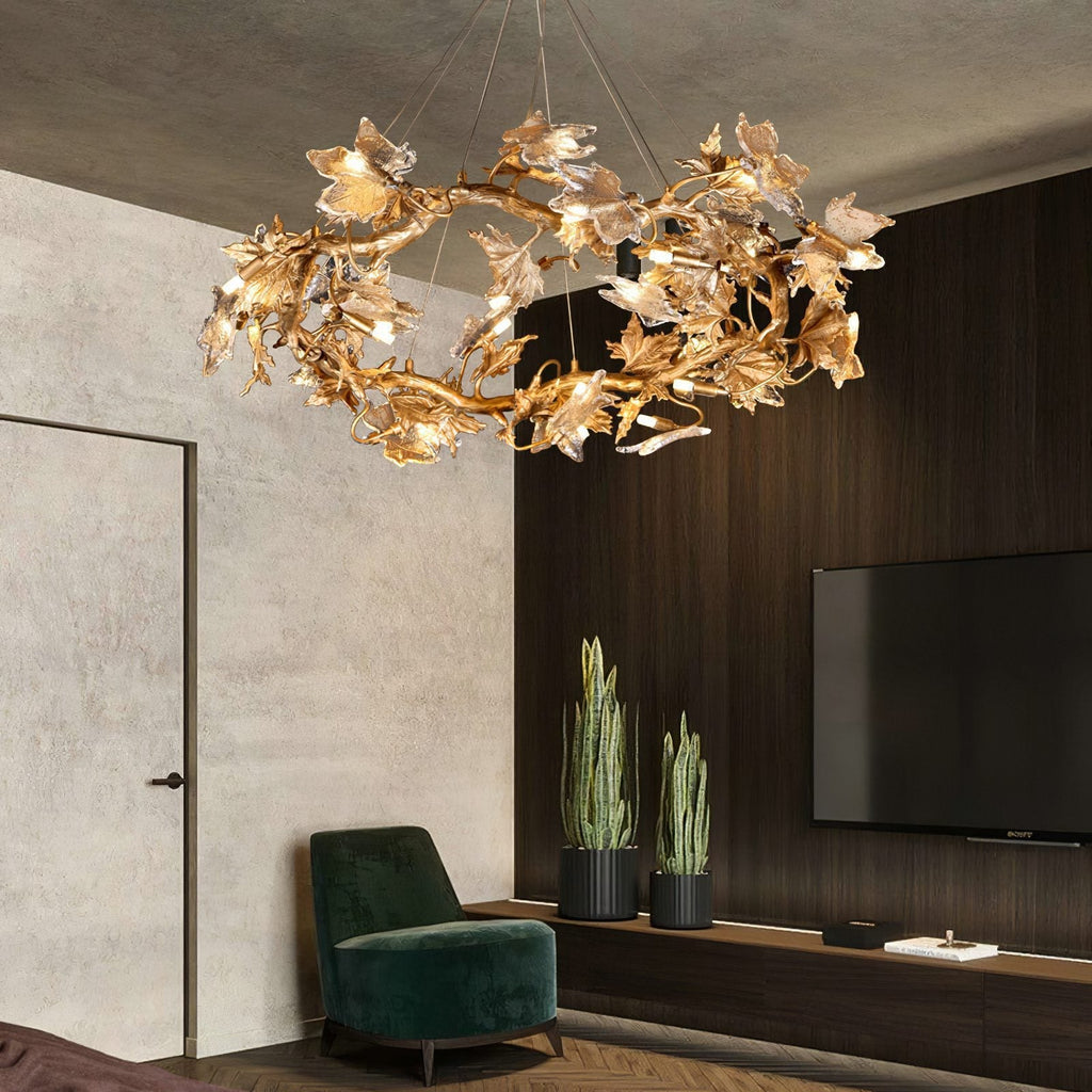 Maple Leaf Brass Branch Chandelier product image