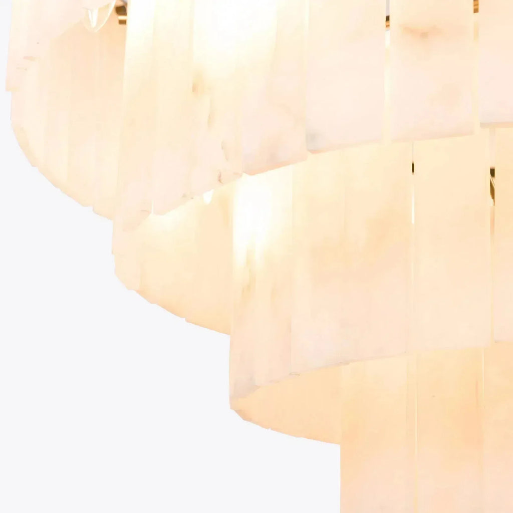 Modern Alabaster Tiered Chandelier by Bling Lighting Studio