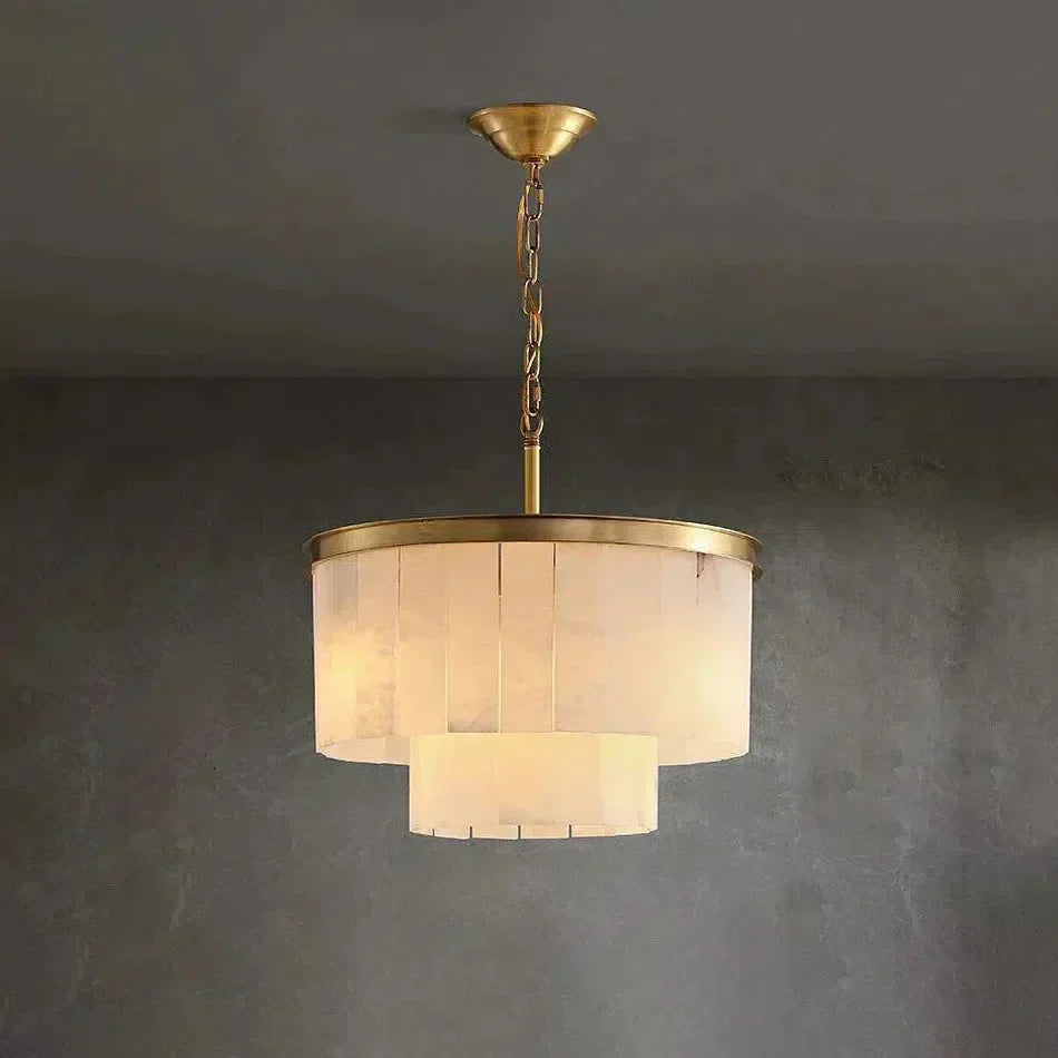Modern Alabaster Tiered Chandelier detail view