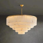 Modern Alabaster Tiered Chandelier by Bling Lighting Studio