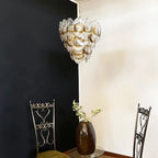 Mazzega Murano Transparent Amber Glasses Chandelier detail view