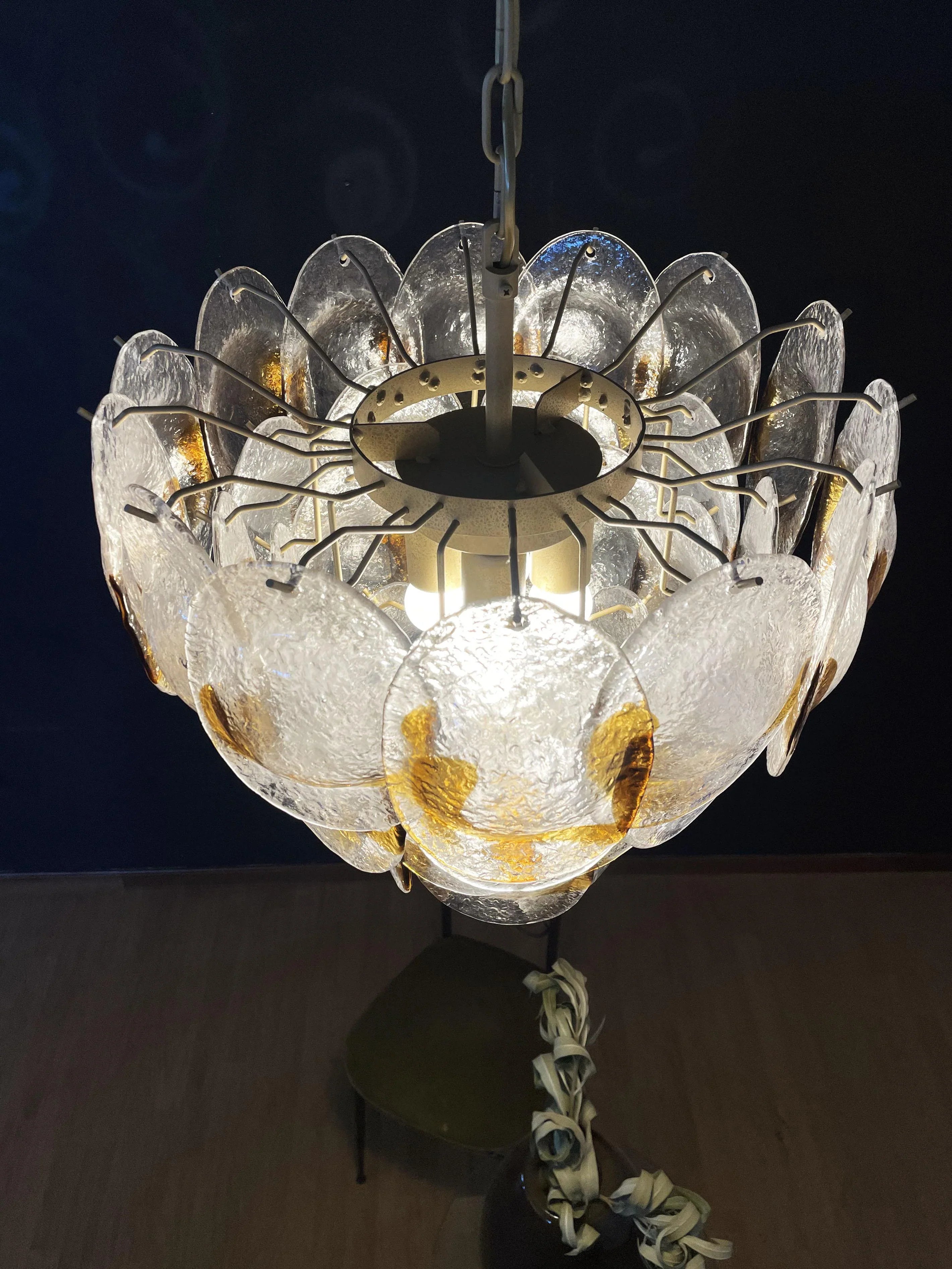 Mazzega Murano Transparent Amber Glasses Chandelier product image
