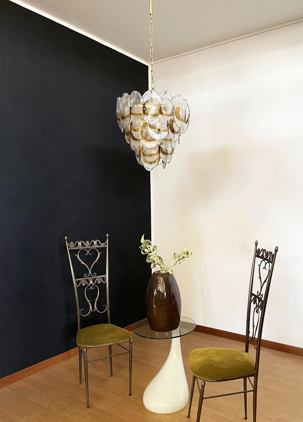 Mazzega Murano Transparent Amber Glasses Chandelier product image