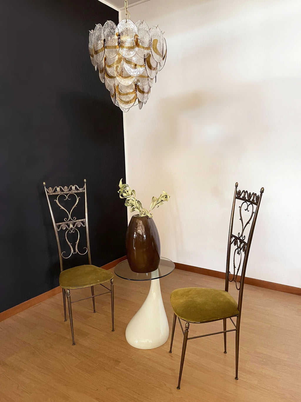 Mazzega Murano Transparent Amber Glasses Chandelier product image