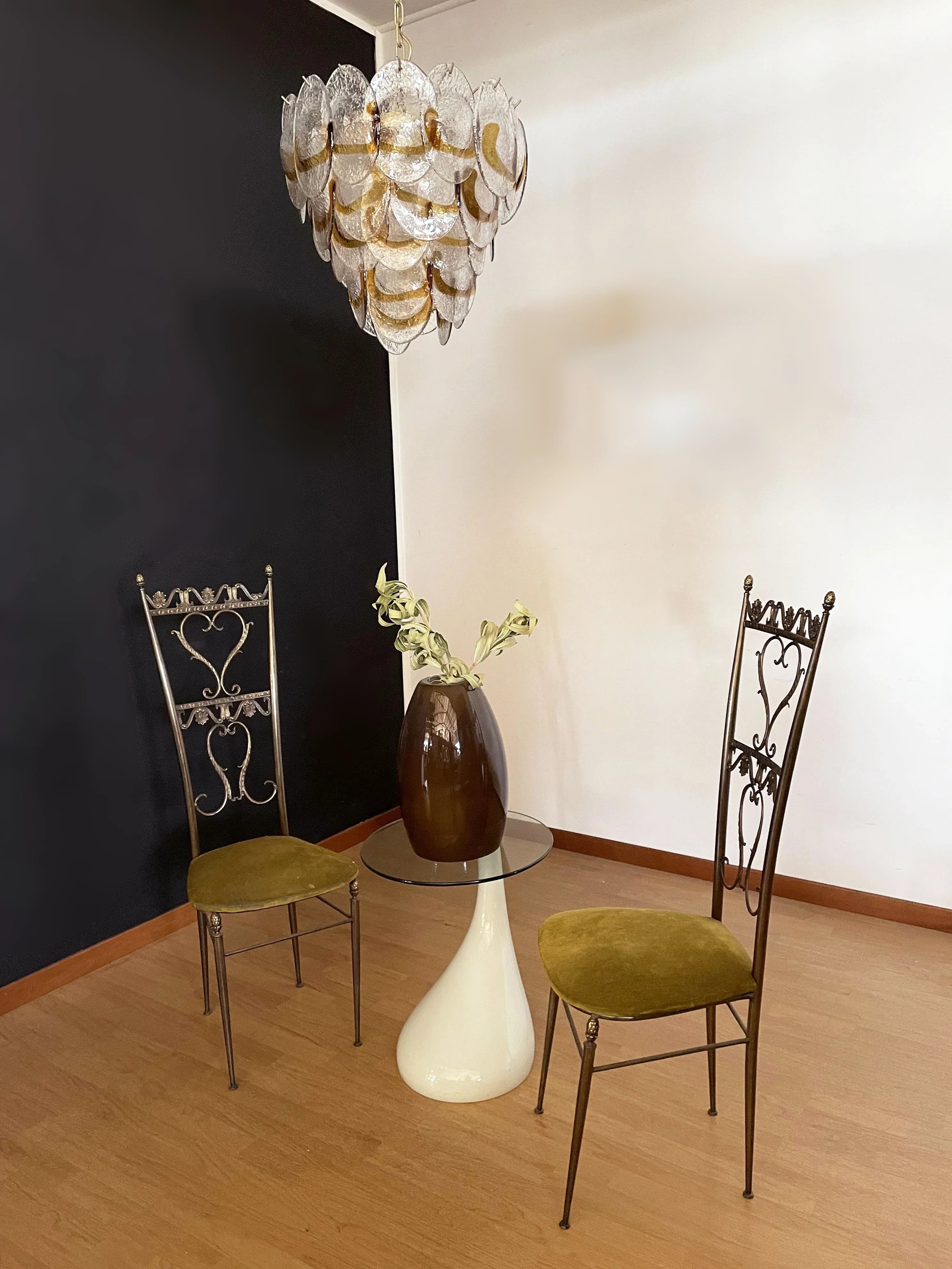 Mazzega Murano Transparent Amber Glasses Chandelier product image