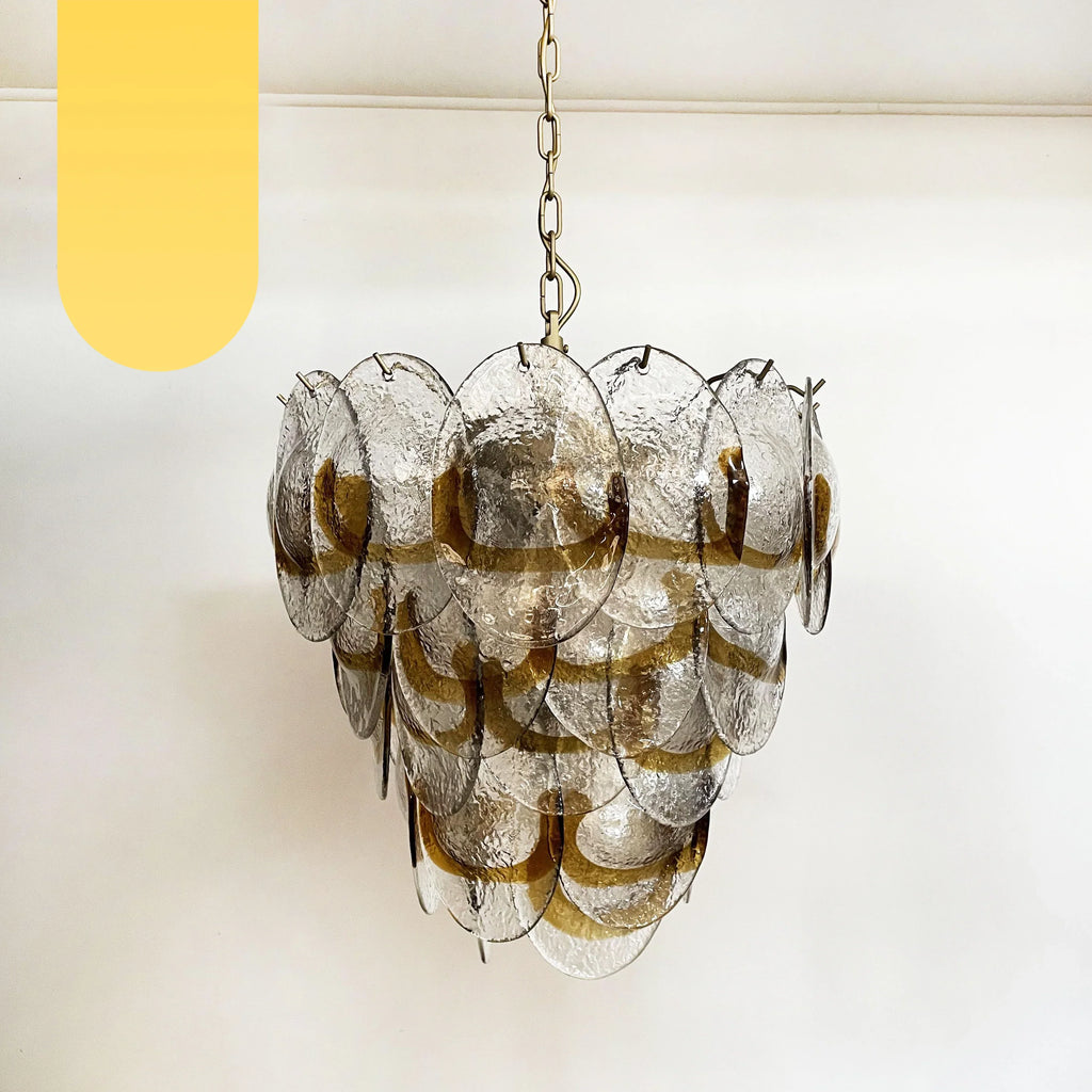 Mazzega Murano Transparent Amber Glasses Chandelier product image