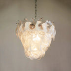 Mazzega Murano Transparent White Glasses Chandelier detail view