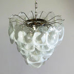 Mazzega Murano Transparent White Glasses Chandelier material and finish detail