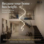 Modern Crystal Glass Bubble Chandelier for Foyer for high ceiling staircase and foyer lighting