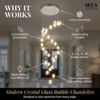 Modern Crystal Glass Bubble Chandelier for Foyer for high ceiling staircase and foyer lighting