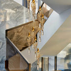 Stairwell Branch Strata Crystal Spiral Chandelier by Bling Lighting Studio
