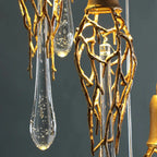 Modern Crystal Glass Drops Chandelier for Staircase for high ceiling staircase and foyer lighting