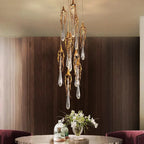 Modern Crystal Glass Drops Chandelier for Staircase for high ceiling staircase and foyer lighting