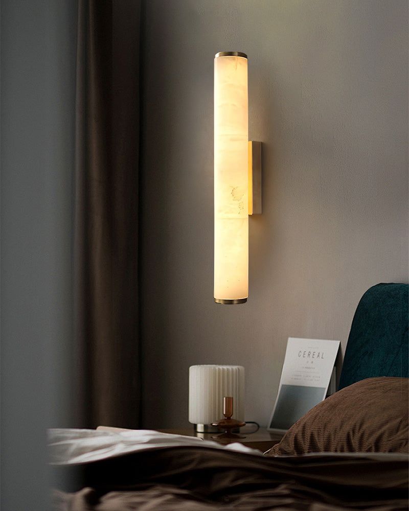 LED Copper Cylindrical Alabaster Wall Sconce detail view