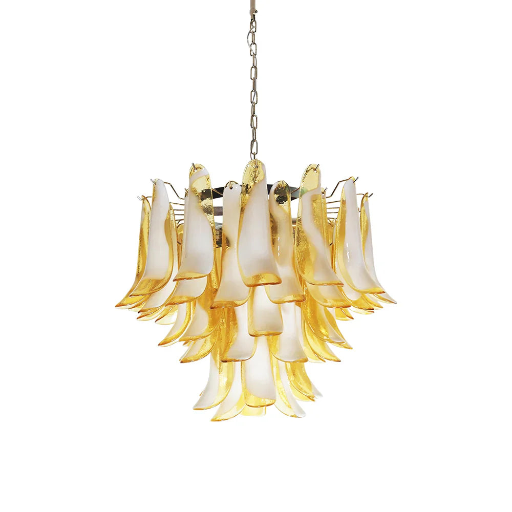 Vintage Caramels Glass Murano Petals Chandelier by Bling Lighting Studio