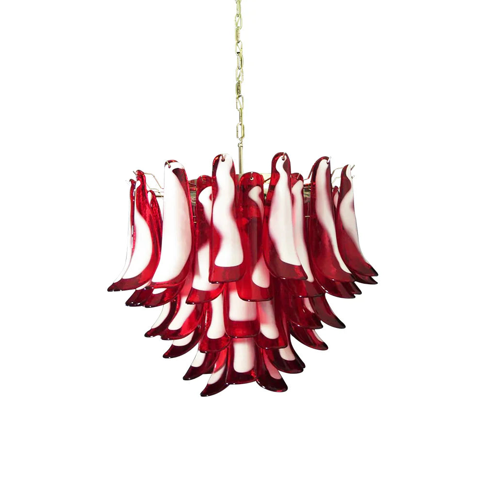 Vintage Red Glass Murano Petals Chandelier by Bling Lighting Studio