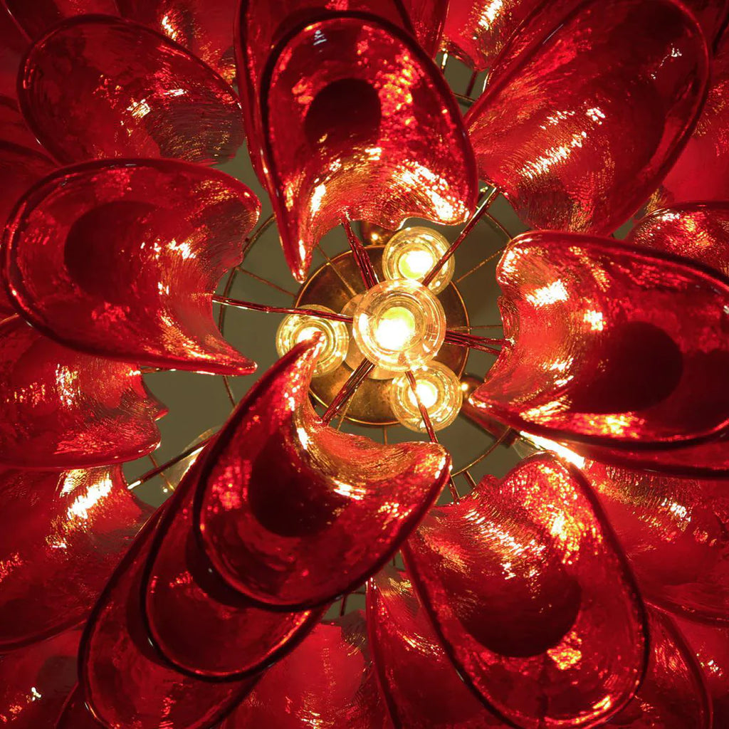 Vintage Red Glass Murano Petals Chandelier product image