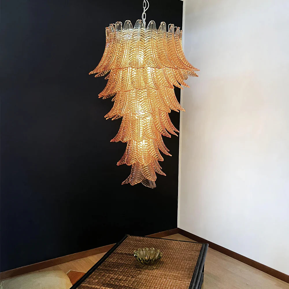 Murano Amber Felch Spiral Chandelier product image