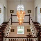 Murano Amber Felch Spiral Chandelier material and finish detail