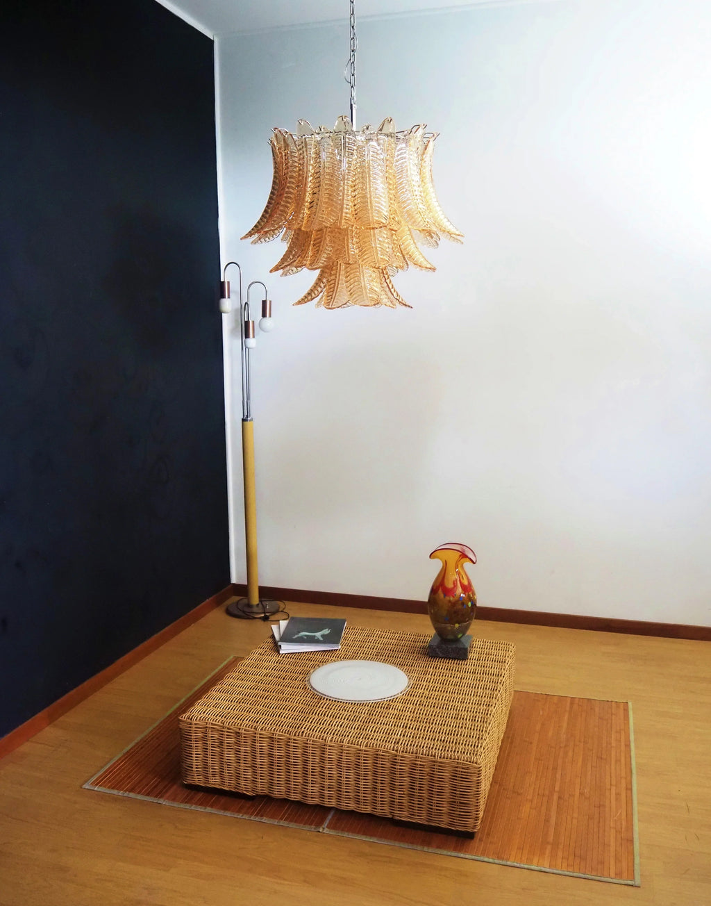 Murano Amber Ferns Glass Chandelier material and finish detail