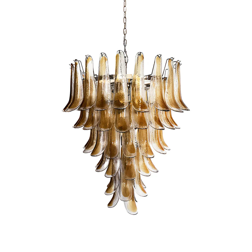 Murano Amber Glass Petals Chandelier by Bling Lighting Studio