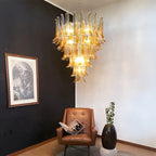 Murano Amber Glass Petals Chandelier detail view