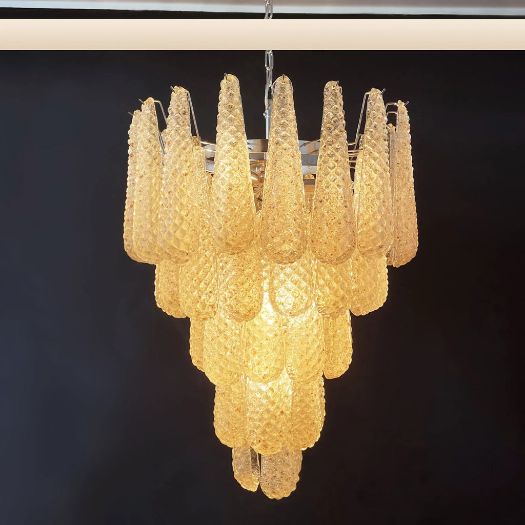 Vintage Amber Murano Glass Petals Drop Chandelier product image