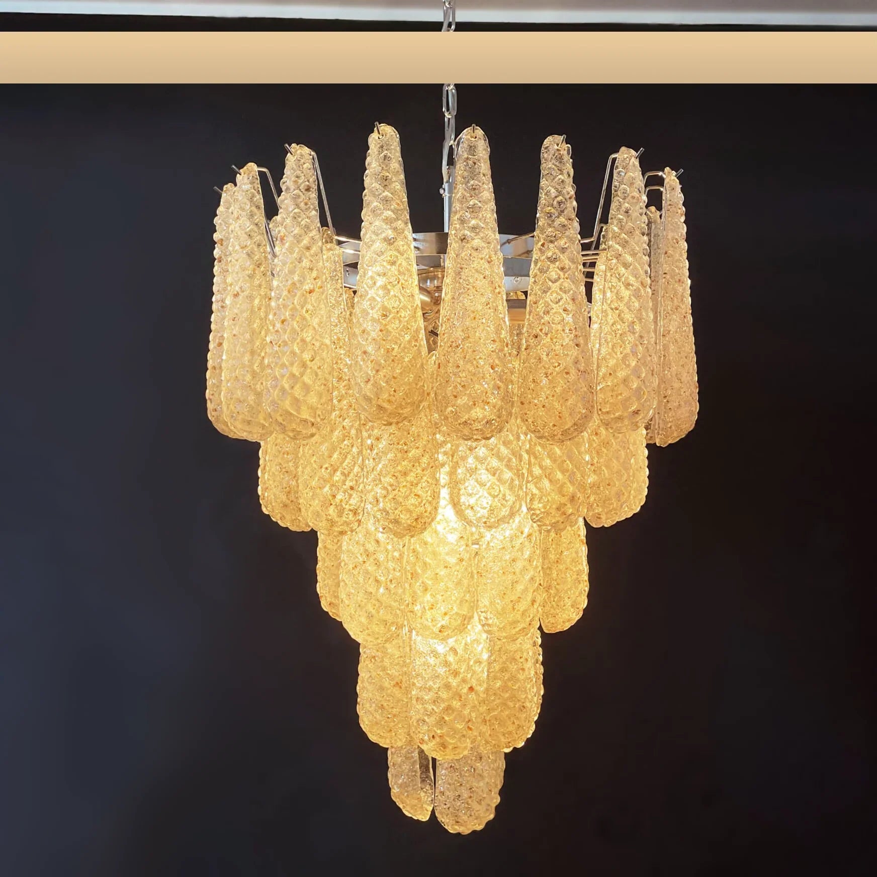 Vintage Amber Murano Glass Petals Drop Chandelier product image