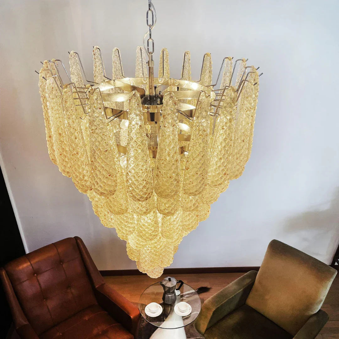 Vintage Amber Murano Glass Petals Drop Chandelier product image