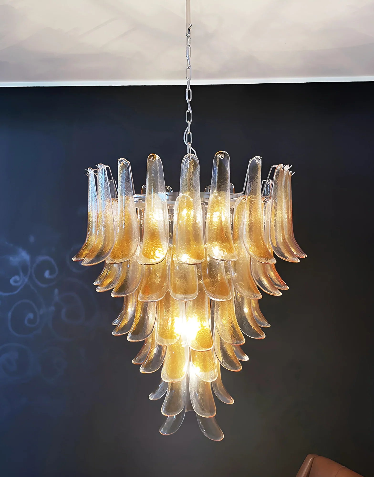 Murano Amber Glass Petals Chandelier product image