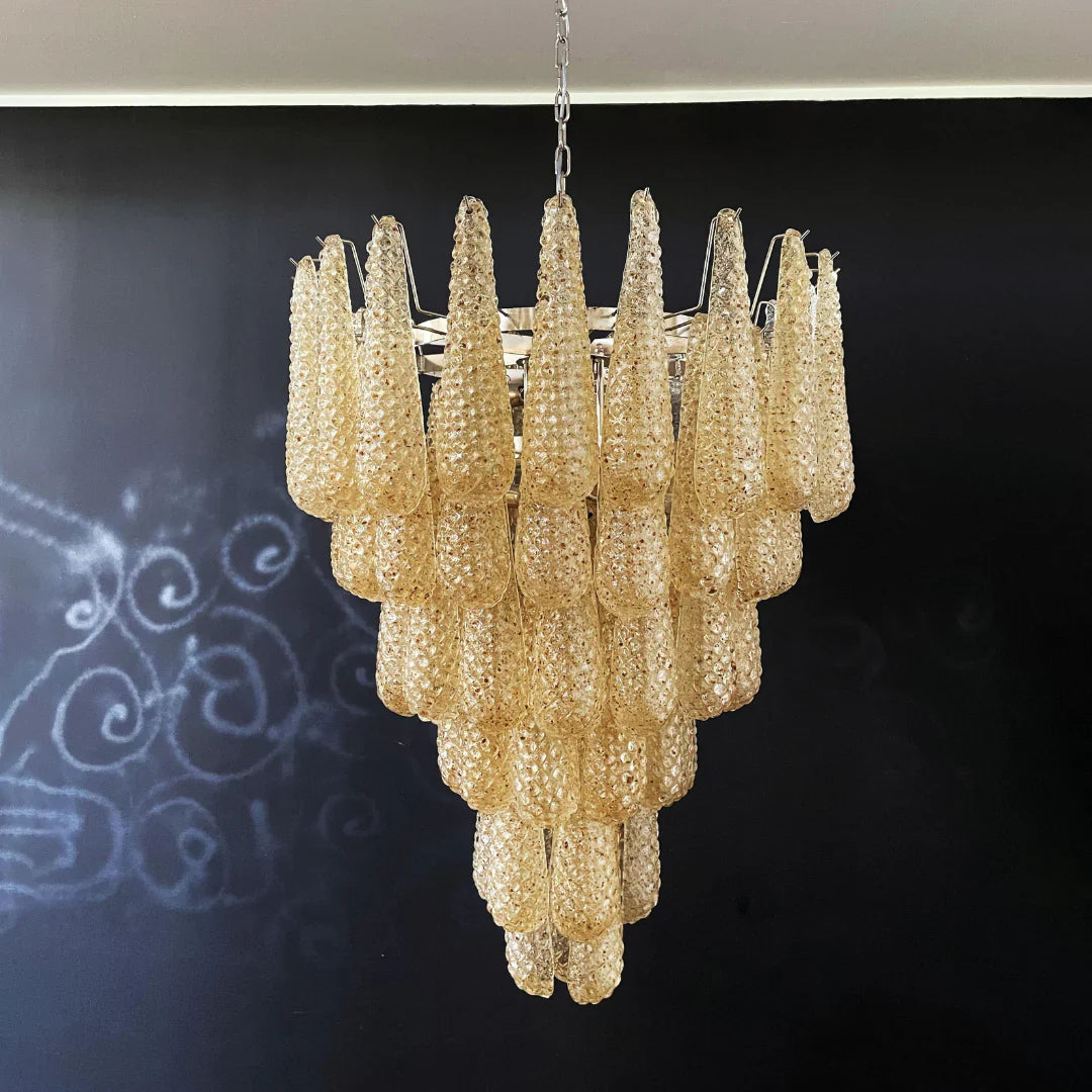 Vintage Amber Murano Glass Petals Drop Chandelier product image
