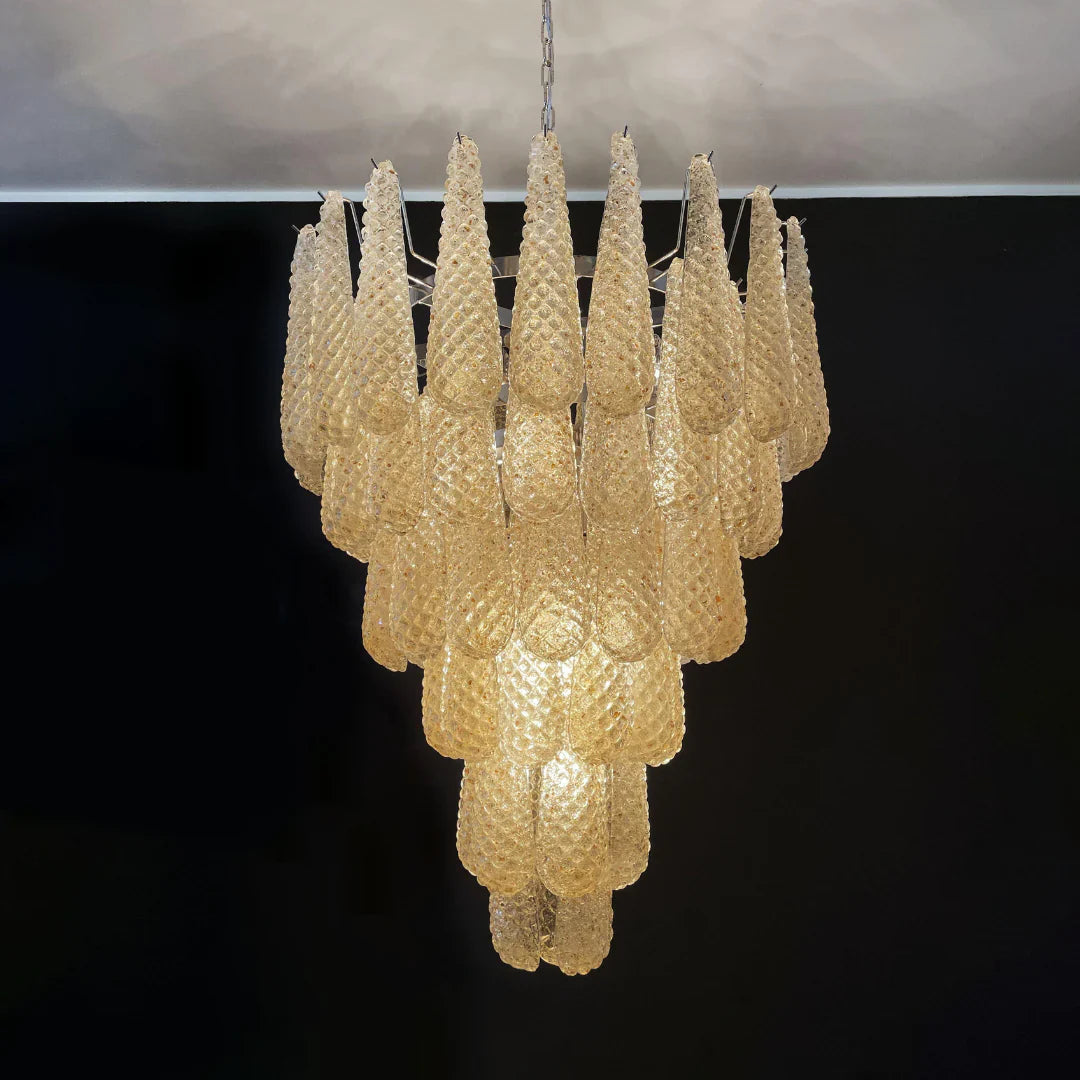 Vintage Amber Murano Glass Petals Drop Chandelier product image