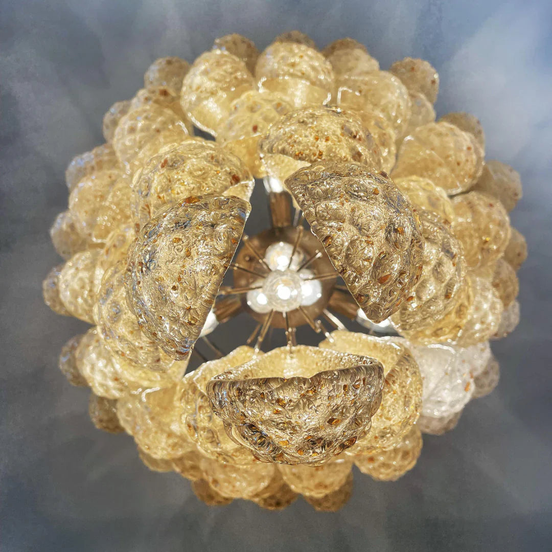 Vintage Amber Murano Glass Petals Drop Chandelier product image